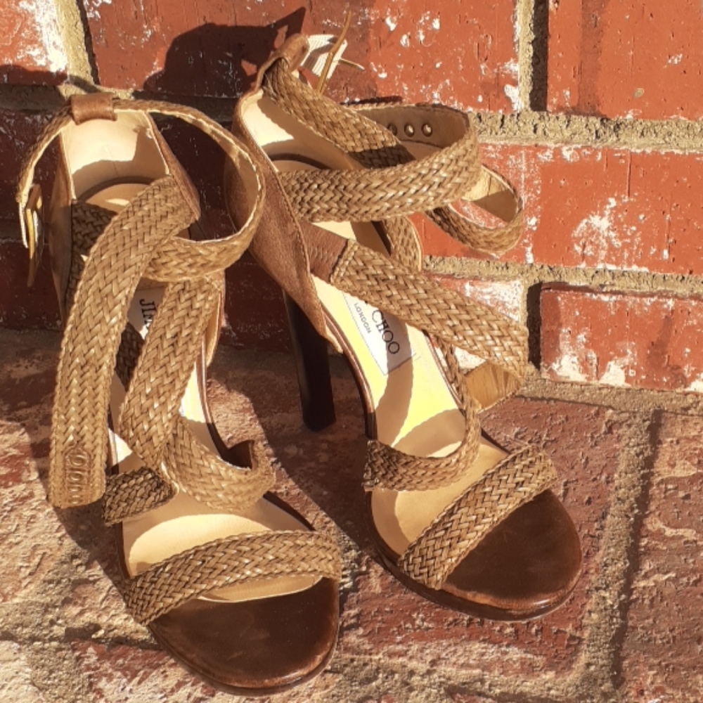Jimmy Choo Bohemian Woven High Heels Sandals 37,5